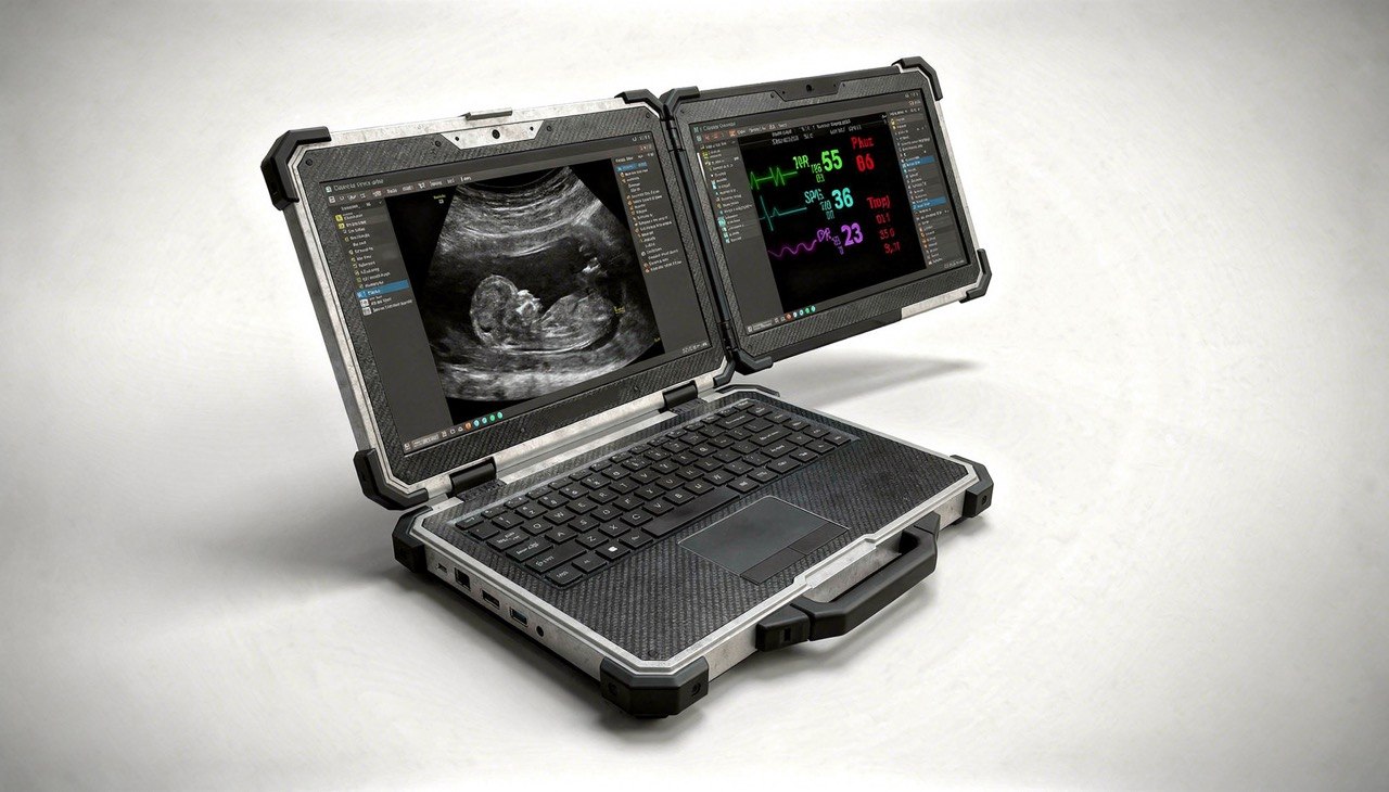 Carry On Clinic portable dual-screen medical workstation